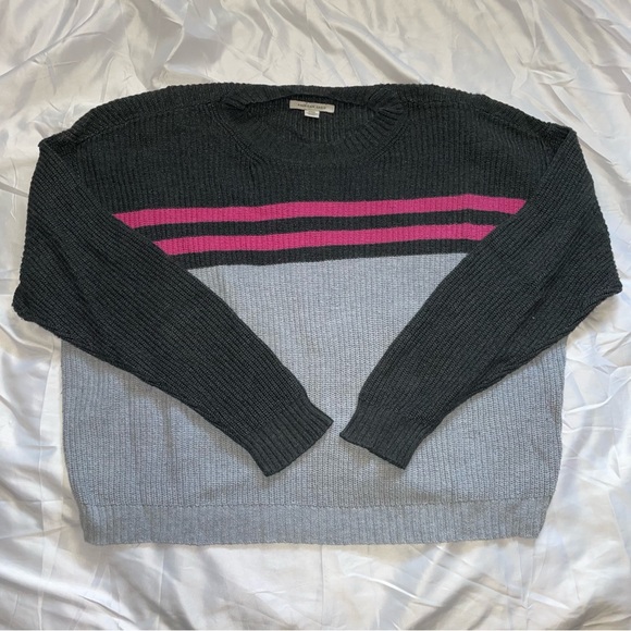 American Eagle Striped Crew Neck Waffle Sweater - Picture 1 of 2